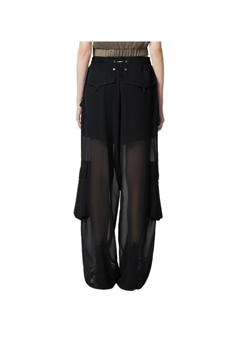Pantalone Pinko donna Sottocasa 104751 A21F Nero poliestere semitrasparente oversize fit smock coulisse PINKO | Pantaloni | 104751 A21FZ99